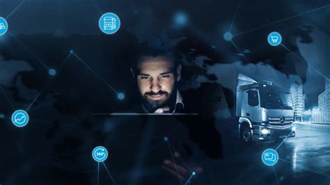 Infografika, vaizduojanti Mercedes-Benz Trucks skaitmeninių paslaugų ekosistemą (My TruckPoint, TruckLive, Fleetboard, Uptime)