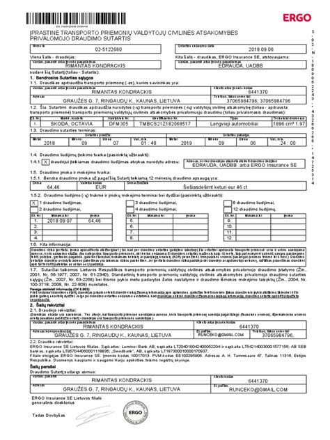 Simbolinis automobilio draudimo dokumentas