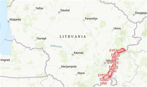Karinio smūgio iš Baltarusijos oro erdvės žemėlapis