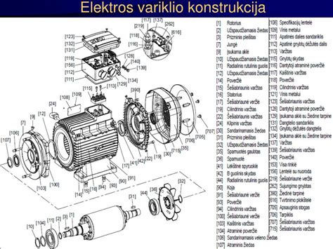 Elektros variklio (statorius ir rotorius) veikimo principo schema