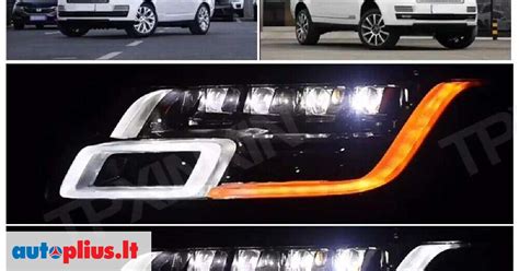 Schematiškai pavaizduoti Land Rover adaptyvieji LED žibintai su dinamine šviesos projekcija