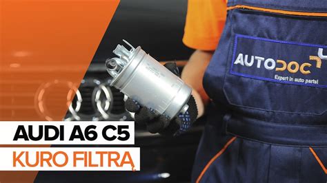 Audi A6 C5 TDI kuro siurblio schema su mechaninėmis ir elektroninėmis dalimis