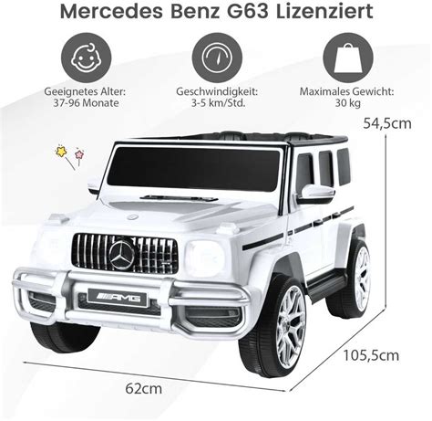 Vaikiškas elektromobilis Mercedes-Benz G55 baltos spalvos