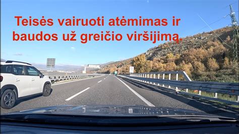 Infografika su greičio viršijimo baudomis ir teisės vairuoti atėmimo terminais