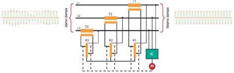 Schema, demonstruojanti linijinio įtampos stabilizatoriaus su mikroschema veikimo principą