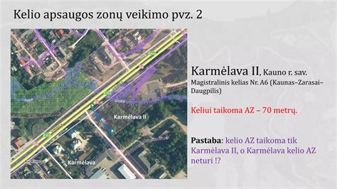 Schematinis kelio apsaugos zonos pavaizdavimas su nurodytomis ribomis.