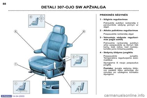 Vairuotojo sėdynės ir veidrodėlių reguliavimas