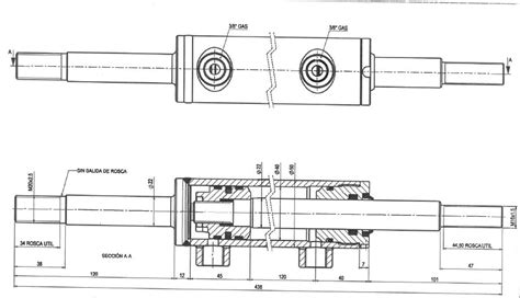 Pneumatinio cilindro komponentų diagrama