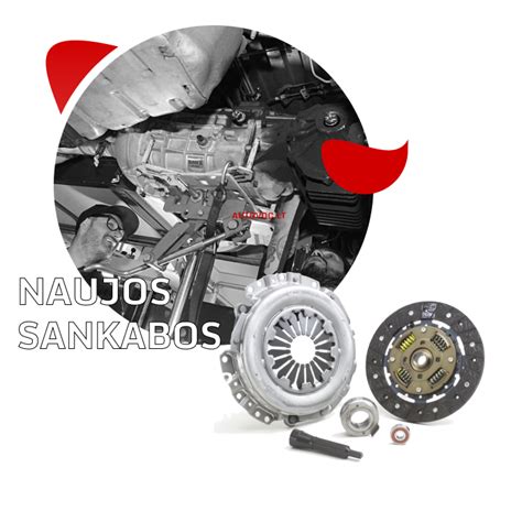 Schematinis sankabos komplekto dalių išdėstymas