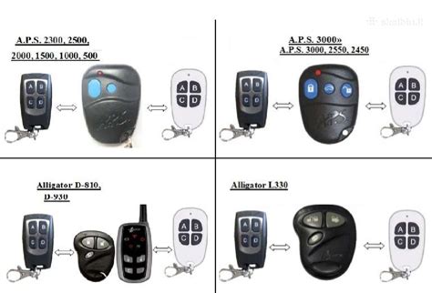 Tematinė nuotrauka: įvairūs automobilio signalizacijos pulteliai ant raktų pakabuko