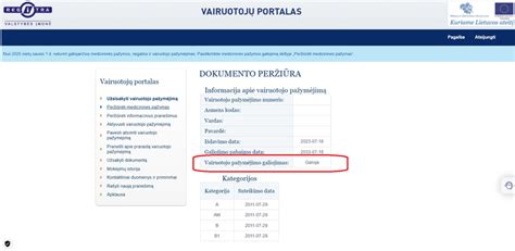 Informacinis Regitros paslaugų srautas (flowchart) vairuotojo pažymėjimo atgavimui