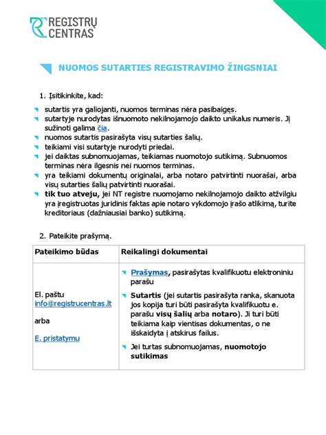 scheminis nuomos sutarties struktūros pavaizdavimas su pagrindiniais punktais