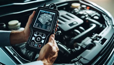 Thematic photo of car engine diagnostics with a scanner