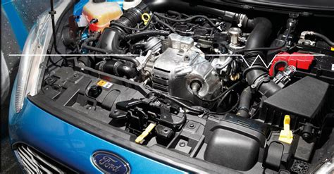 Ford 1.0 EcoBoost variklio pjūvis su turbokompresoriumi