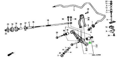 Diagram showing Honda Prelude IV suspension components