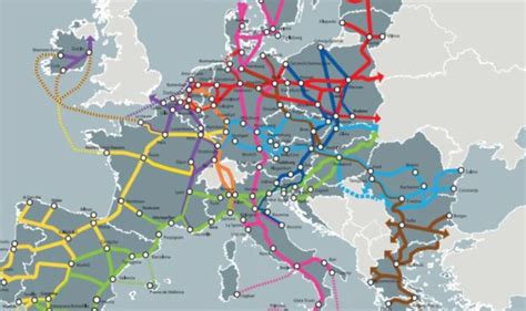 Map showing typical European truck routes starting from Lithuania to Germany, Netherlands, and France.