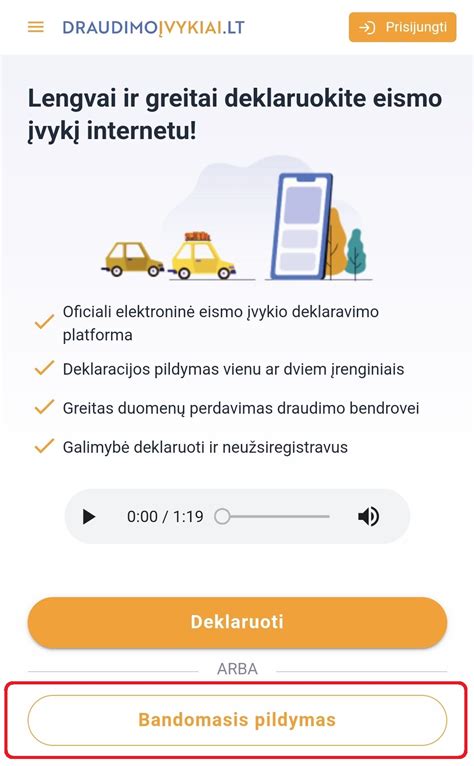 Schema, kaip užpildyti elektroninę įvykio deklaraciją draudimoivykiai.lt