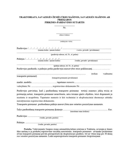 Valties priekabos registracijos dokumentų pavyzdys