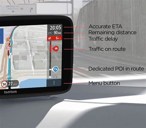 TomTom navigacijos programėlės sąsaja su RouteBar funkcija