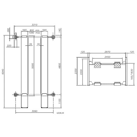 Sunkiosios technikos keturių kolonų keltuvo schema