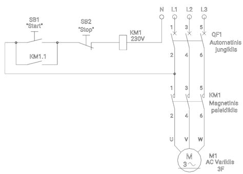 schema: MTZ-80 variklio užvedimo sistemos principinė schema su starteriu ir akumuliatoriumi