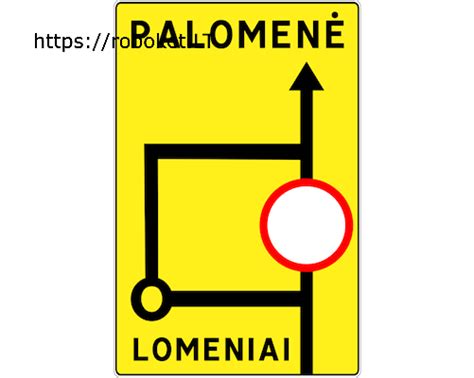 Kelio ženklo atramos tipinio sprendinio schema su matmenimis