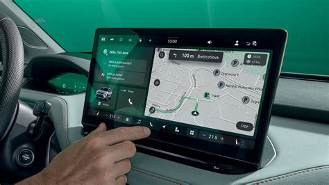 A Skoda navigation system showing a detailed map of Europe