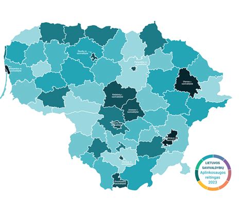 Lietuvos savivaldybių žemėlapis su radiologinės rizikos vertinimo kategorijomis