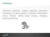 Infografika apie triukšmo poveikį žmogaus sveikatai (galvos skausmas, nemiga, stresas)