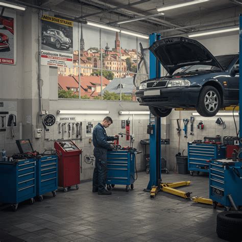 Teminis automobilio remonto iliustracinis paveikslėlis
