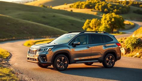 Tematinė nuotrauka: Subaru Forester važiuoja per snieguotą vietovę