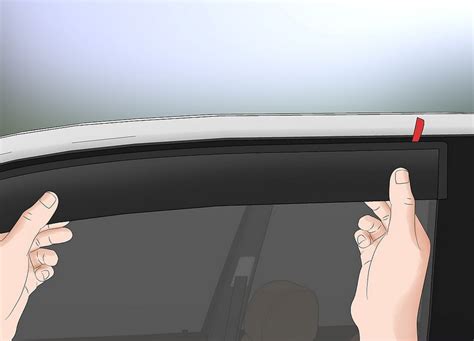 Ilustracija, kaip atrodo sumontuoti langų deflektoriai ant automobilio šoninio lango.