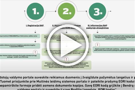 Infografika: Muitinės deklaravimo proceso schema su EORI kodu, PVM ir muito tarifais