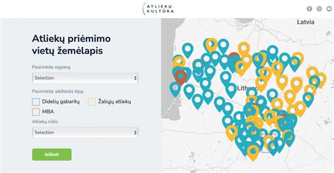 Žemėlapis, rodantis didelių gabaritų atliekų surinkimo aikštelių (DGASA) vietas Lietuvoje
