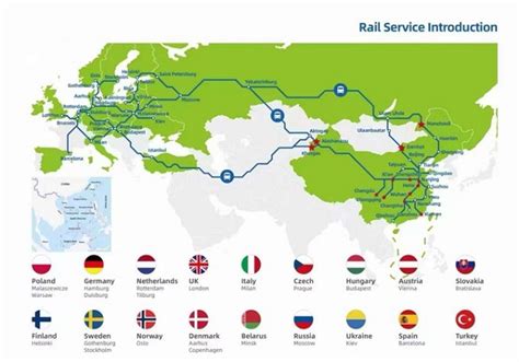 Žemėlapis, rodantis „China Europe Express“ maršrutus
