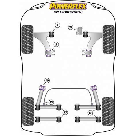 detali nuotrauka arba brėžinys Powerflex PFF5-401G priekinio spindulio svirties ir važiuoklės įvorės