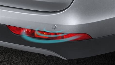 Scheme of parking sensor placement on front and rear bumpers of a car