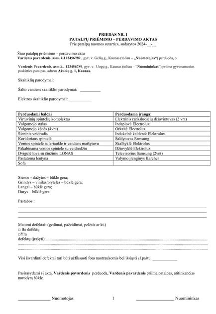 Infografika, vizualiai pristatanti automobilio perdavimo akto struktūrą ir svarbiausius punktus