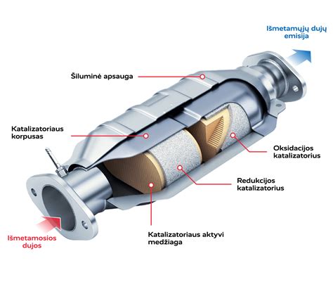 automobilio katalizatoriaus vidinė struktūra