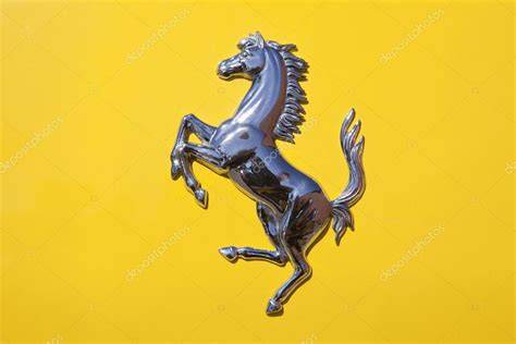 Ferrari emblem image: Cavallino Rampante on yellow background