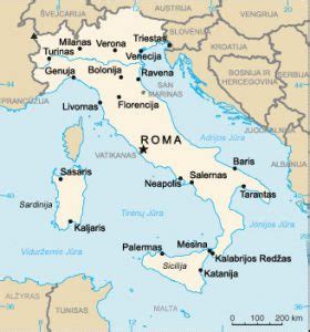 Žemėlapis: Italijos miesteliai ir regionai (Trientas, Sicilija, Venecija, Roma, Komo ežeras)