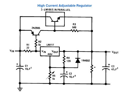 LM317 reguliatoriaus prijungimo schema