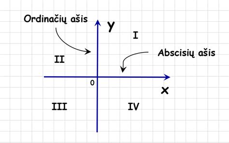 schema: dvimatė Dekarto koordinačių sistema su x ir y ašimis