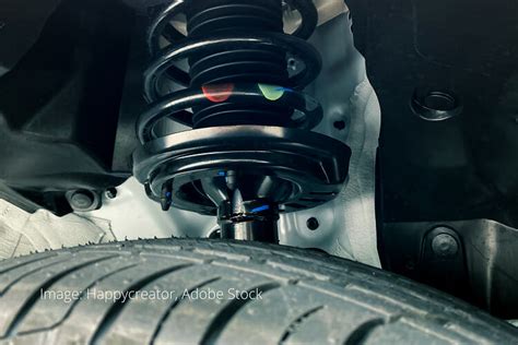 Thematinis foto: automobilio amortizatorius su atraminėmis gumomis