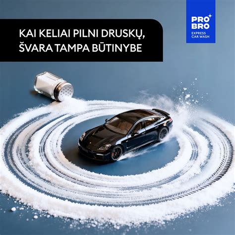 Tematinė nuotrauka: skriejantys akmenukai ir druskos ant kelio, žalojantys automobilio stiklus