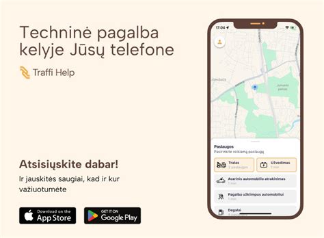 Informacinė grafika su telefono numeriais ir paslaugų aprašymu techninei pagalbai kelyje