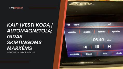 Schema, kaip įvesti radijo kodą Nissan Note naudojant radijo mygtukus