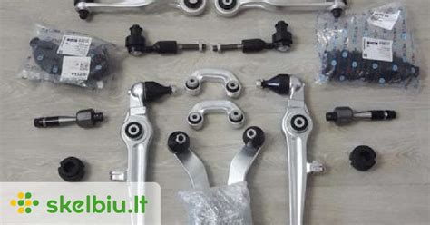 Nuotrauka, iliustruojanti pilną naują daugiasvirtės pakabos komplektą, montuojamą į Audi A4 automobilį