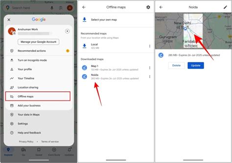 Ekrano nuotrauka: Google Maps offline žemėlapių nustatymai Android telefone