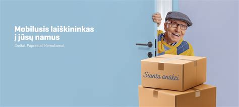 Tematinė nuotrauka: mobilusis laiškininkas aptarnauja gyventoją namuose